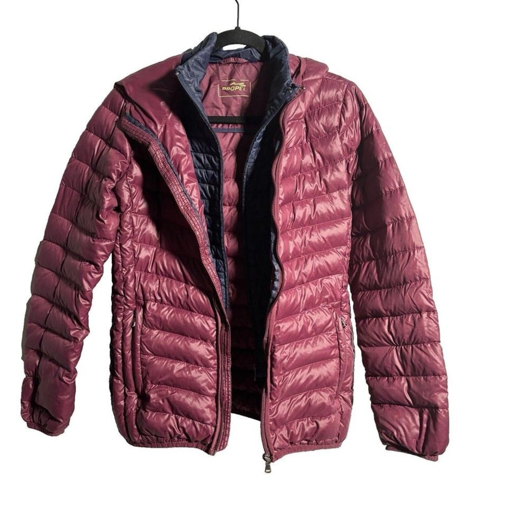 Propel‎ Purple Blue Down Puffer Jacket Coat Layered Womens L Outdoor Warm FLAWS